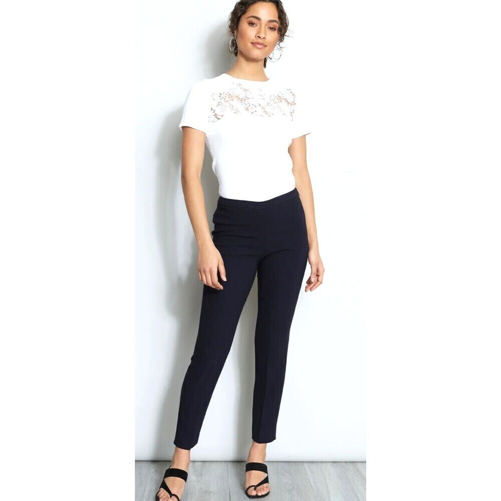 New Elie Tahari Marcia Ankle Pant Black Slim Tailored Fit Hidden Side Zip‎ Sz 10